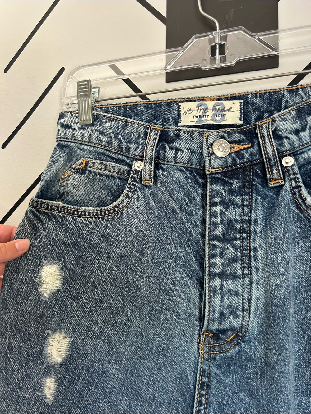 Free people we the free curvy high waisted distressed jeans straight leg - Picture 6 of 7